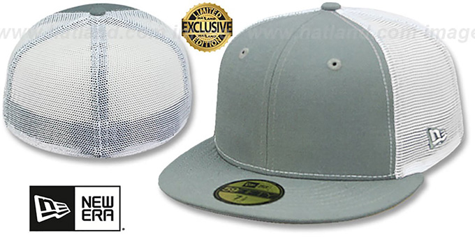 New Era 'MESH-BACK 59FIFTY-BLANK' Grey-White Fitted Hat