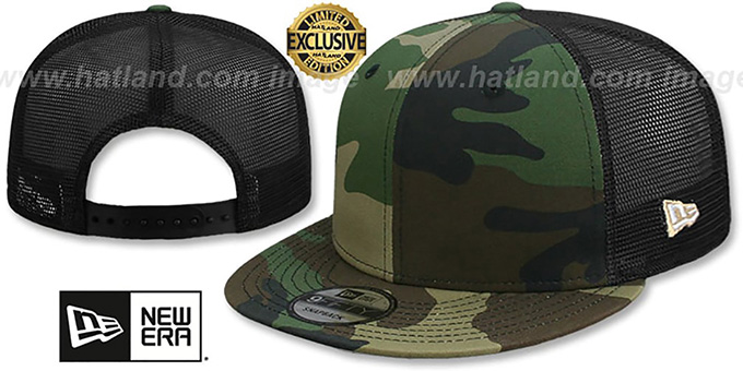 New Era 'MESH-BACK BLANK SNAPBACK' Army-Black Adjustable Hat