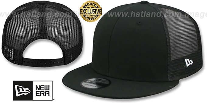 New Era 'MESH-BACK BLANK SNAPBACK' Black-Black Adjustable Hat