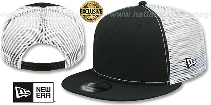 New Era 'MESH-BACK BLANK SNAPBACK' Black-White Adjustable Hat