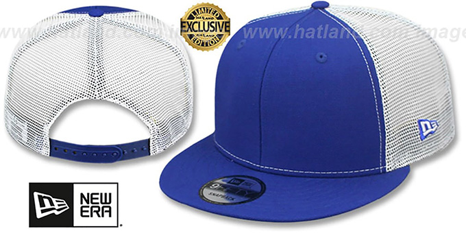 New Era 'MESH-BACK BLANK SNAPBACK' Royal-White Adjustable Hat