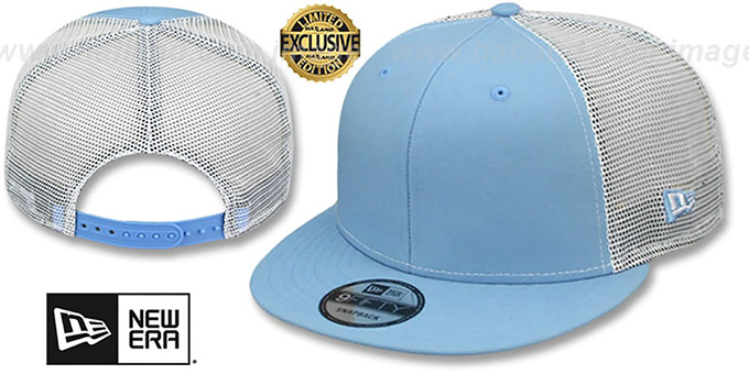 New Era 'MESH-BACK BLANK SNAPBACK' Sky-White Adjustable Hat