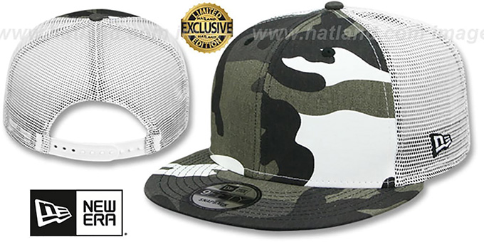 New Era 'MESH-BACK BLANK SNAPBACK' Urban-White Adjustable Hat