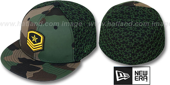 New Era 'MILITARY STAR' Camo-Black-Green Fitted Hat by New Era