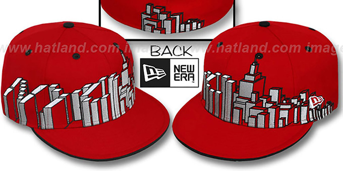 New York 'NYC BLOCK CITY-SKYLINE' Red Fitted Hat by New Era