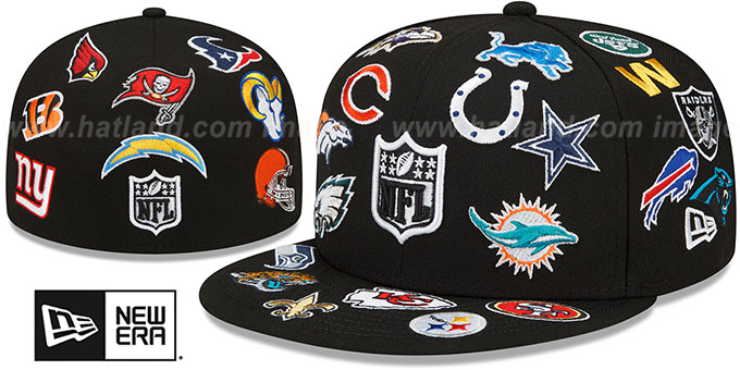 NFL 'ALL-OVER' Black Fitted Hat by New Era