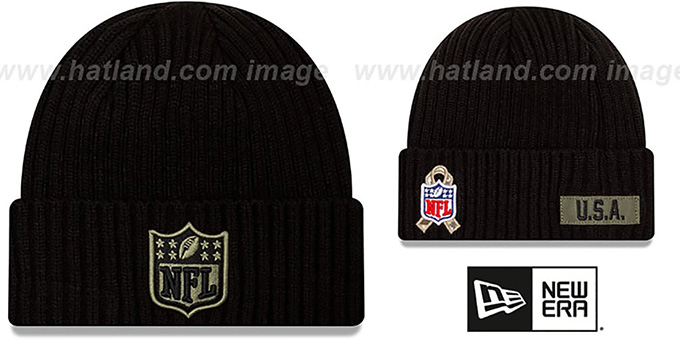 NFL Shield '2020 SALUTE-TO-SERVICE' Black Knit Beanie Hat by New Era