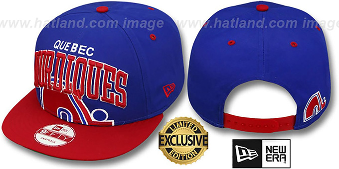 Nordiques 'SUPER-LOGO ARCH SNAPBACK' Royal-Red Hat by New Era