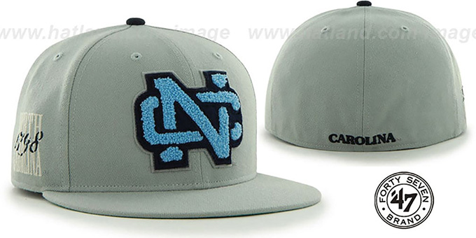 North Carolina 'NCAA CATERPILLAR' Grey Fitted Hat by 47 Brand