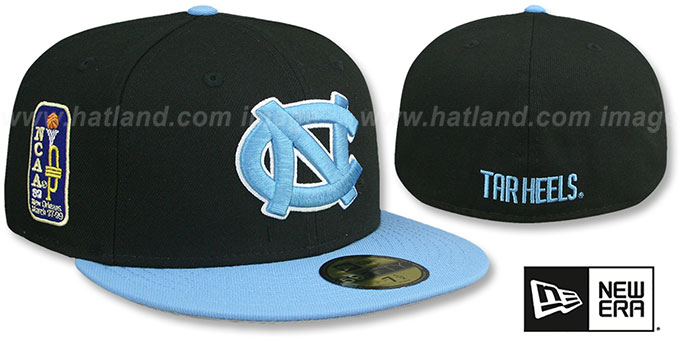 North Carolina 'NCAA TEAM-BASIC SIDE PATCH' Black-Sky Fitted Hat by New Era