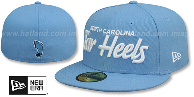 North Carolina 'NCAA TEAM-SCRIPT' Sky Fitted Hat by New Era