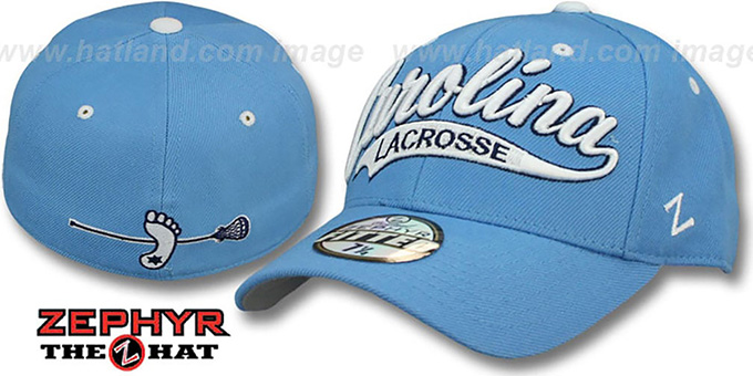 North Carolina 'SWOOP LACROSSE' Sky Fitted Hat by Zephyr