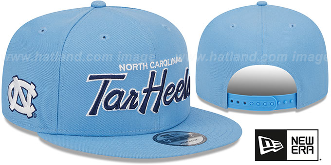 North Carolina 'TEAM-SCRIPT SNAPBACK' Sky Hat by New Era