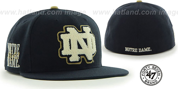 Notre Dame 'NCAA CATERPILLAR' Navy Fitted Hat by 47 Brand