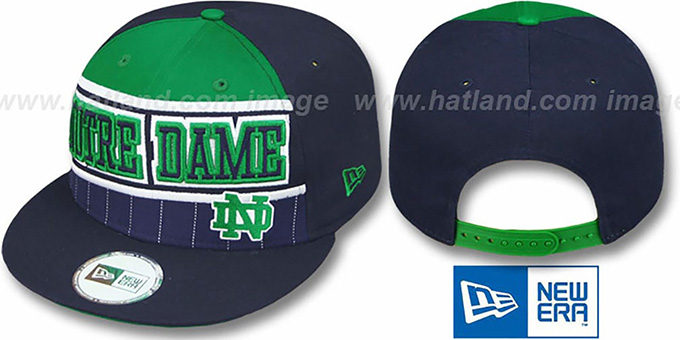 Notre Dame 'WARM-UP SNAPBACK' Navy-Green Hat by New Era