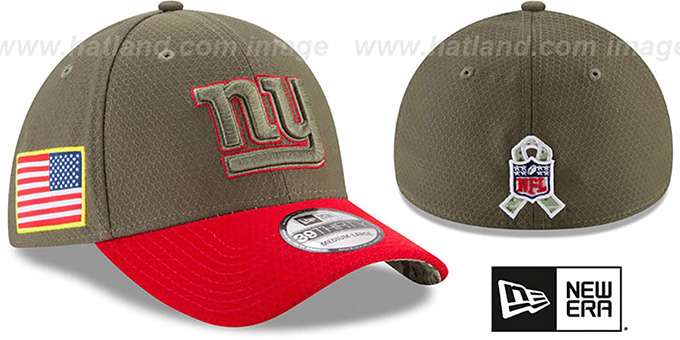 New York NY Giants 2017 SALUTE-TO-SERVICE FLEX Green-Red Hat