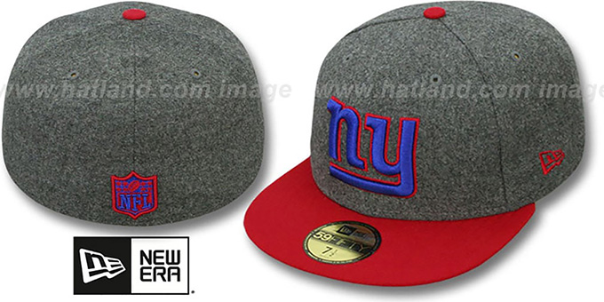 NY Giants '2T NFL MELTON-BASIC' Grey-Red Fitted Hat by New Era