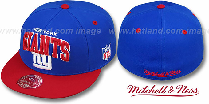 NY Giants 'NFL 2T ARCH TEAM-LOGO' Royal-Red Fitted Hat by Mitchell and Ness