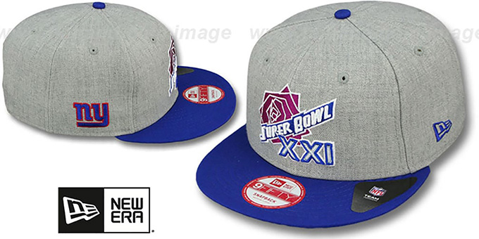 NY Giants 'SUPER BOWL XXI SNAPBACK' Grey-Royal Hat by New Era