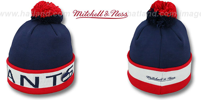 NY Giants 'THE-BUTTON' Knit Beanie Hat by Michell and Ness