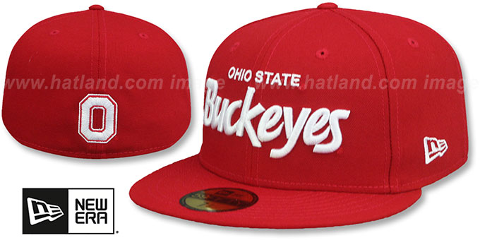 Ohio State 'NCAA TEAM-SCRIPT' Red Fitted Hat by New Era