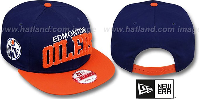 Oilers 'CHENILLE-ARCH SNAPBACK' Navy-Orange Hat by New Era