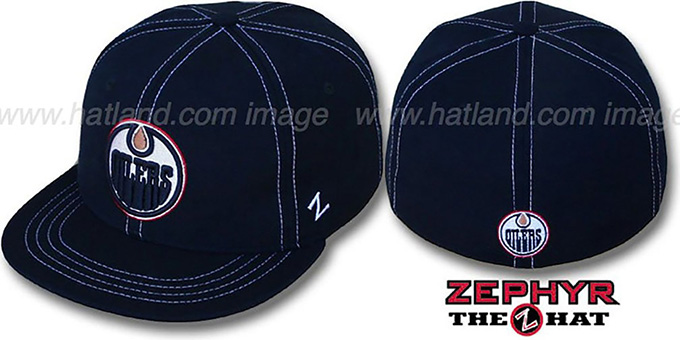 Oilers 'CONTRAST THREAT' Navy Fitted Hat by Zephyr