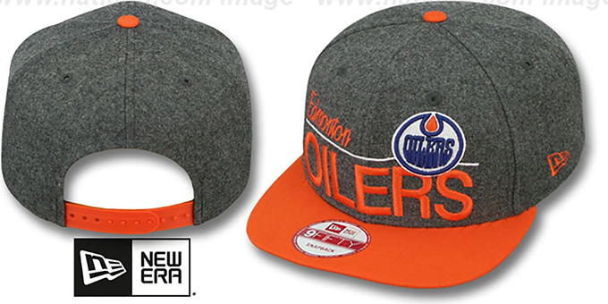 Oilers 'FLANNEL SNAPBACK' Grey-Orange Hat by New Era