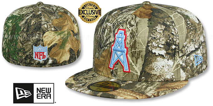 Oilers 'NFL THROWBACK TEAM-BASIC' Realtree Camo Fitted Hat by New Era