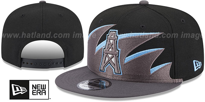 Oilers 'NFL THROWBACK TIDAL WAVE SNAPBACK' Black-Charcoal Hat by New Era