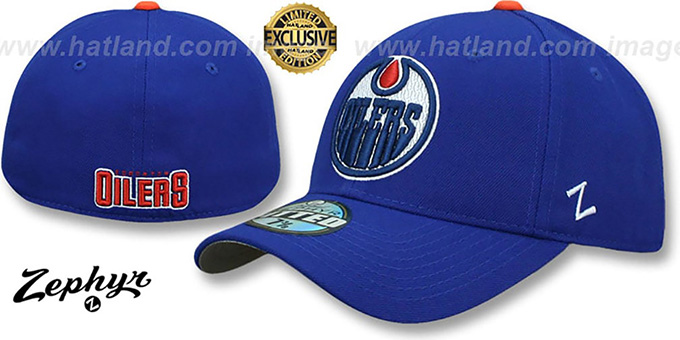 Oilers 'SHOOTOUT' Royal Fitted Hat by Zephyr