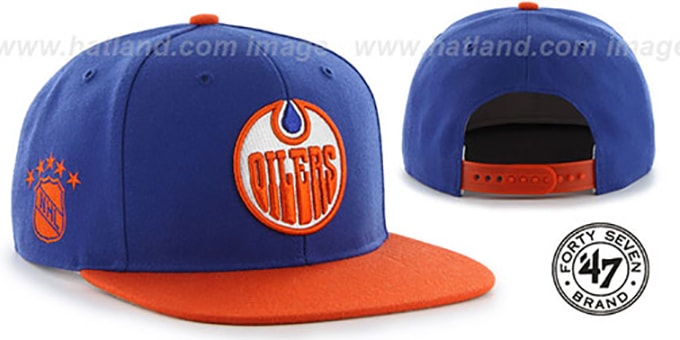 Oilers 'SURE-SHOT SNAPBACK' Royal-Orange Hat by Twins 47 Brand