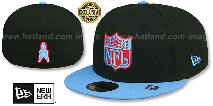 Oilers 'THROWBACK NFL SHIELD-BASIC' Black-Sky Fitted Hat by New Era