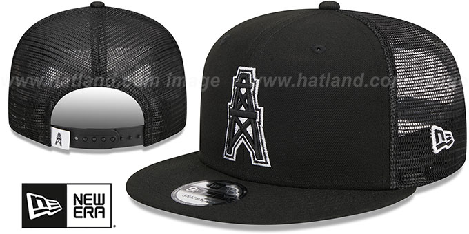 Oilers THROWBACK TEAM-BASIC TRUCKER SNAPBACK' Black-White Hat by New Era