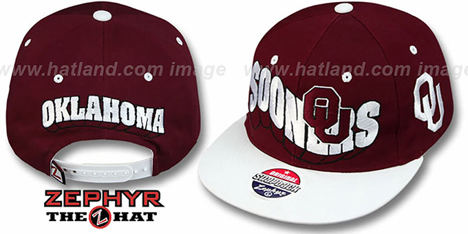 Oklahoma '2T FLASHBACK SNAPBACK' Burgundy-White Hat by Zephyr