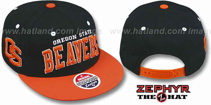 Oregon State '2T SUPER-ARCH SNAPBACK' Black-Orange Hat by Zephyr