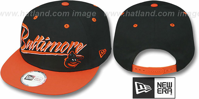 Orioles '2T COOP RETRO-WORD SNAPBACK' Black-Orange Adjustable Hat by New Era