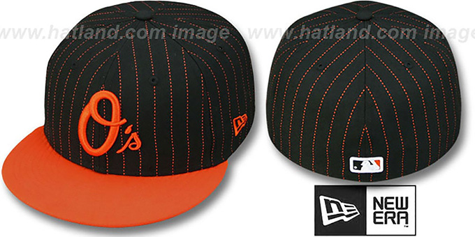 Orioles '2T DOT-PINSTRIPE' Black-Orange Fitted Hat by New Era