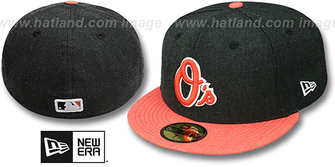 Orioles '2T-HEATHER ACTION' Charcoal-Orange Fitted Hat by New Era