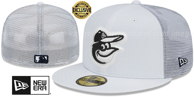 Orioles 'BATTING PRACTICE TRUCKER' White Fitted Hat by New Era