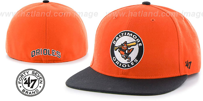 Orioles 'COOP HOLE-SHOT' Orange-Black Fitted Hat by Twins 47 Brand