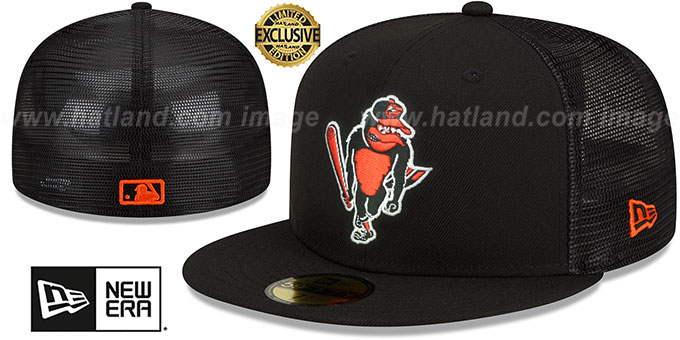 Orioles 'COOPERSTOWN BATTING PRACTICE TRUCKER' Black Fitted Hat by New Era