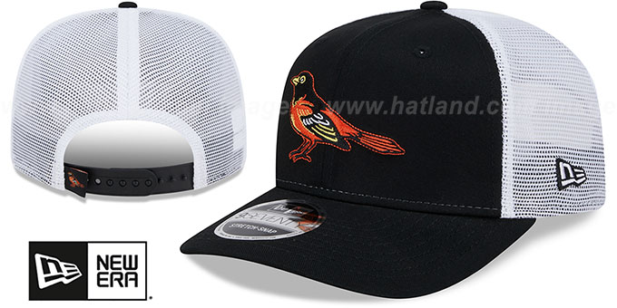 Orioles 'COOPERSTOWN TRUCKER STRETCH-SNAP' Black-White Hat by New Era