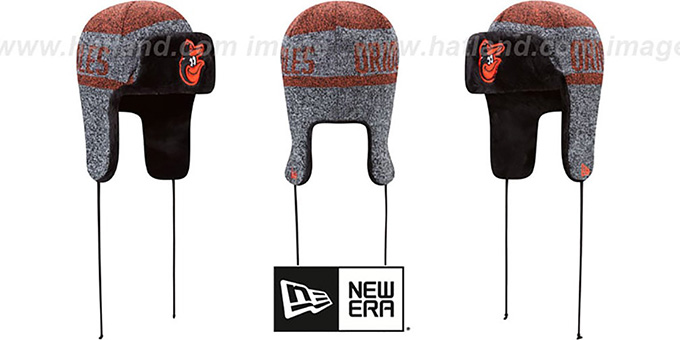 Orioles 'FROSTWORK TRAPPER' Orange Knit Hat by New Era