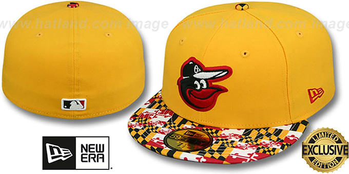 Orioles 'MARYLAND-FLAG VIZA' Gold Fitted Hat by New Era