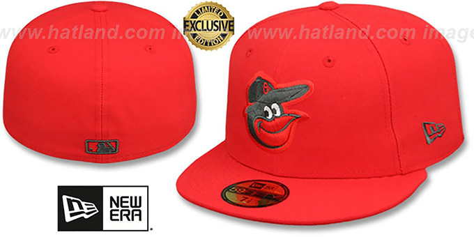 Orioles 'MLB TEAM-BASIC' Fire Red-Charcoal Fitted Hat by New Era