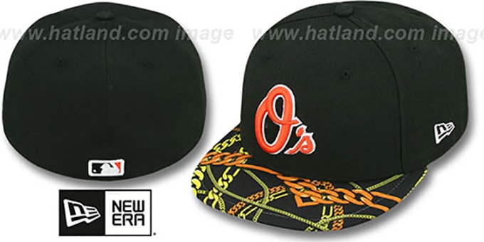 Orioles 'REAL CHAINS VIZA-PRINT' Black Fitted Hat by New Era