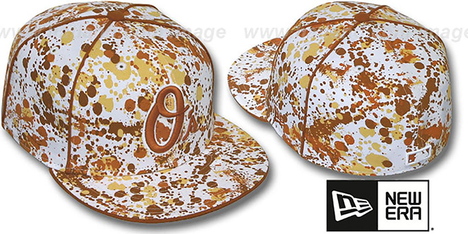 Orioles 'SPLATTER' White-Orange Fitted Hat by New Era