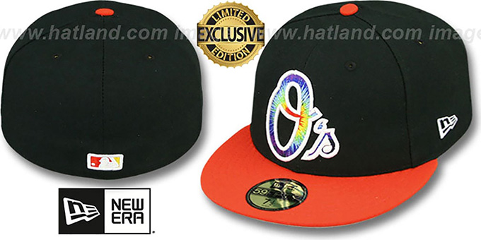 Orioles 'TYE-DYE INSIDER' Black-Orange Fitted Hat by New Era