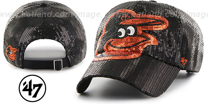 Orioles 'WOMENS DAZZLE STRAPBACK' Black Hat by Twins 47 Brand